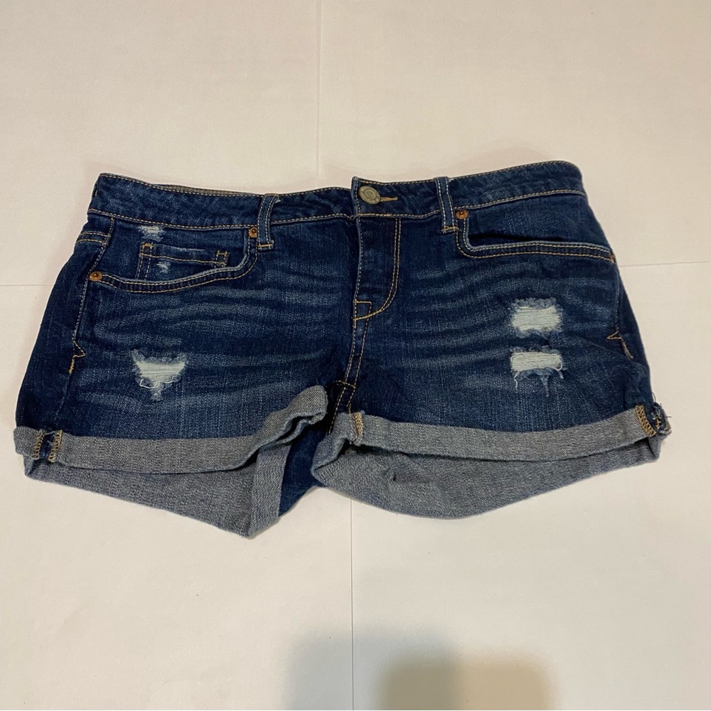 Aeropostale Blue Jean Shorts Distressed Cuffed